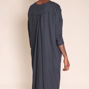 Black Crane Pleated Coccoon Dress